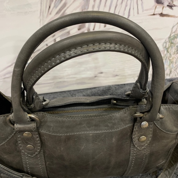 🖤🩶Frye Melissa Zip Satchel Leather Handbag Shoulder/Crossbody Carbon $388 - Picture 5 of 16